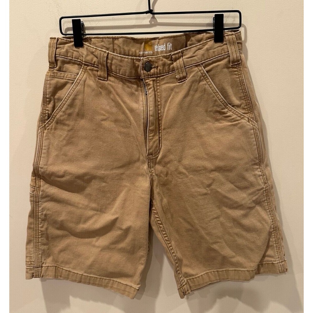 Carhartt Mens Rugged Flex Relaxed Fit Canvas Work Shorts Khaki 32 Strong Comfie